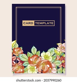 Invitation greeting card with floral background. Wedding invitation, thank you card, save the date cards.
