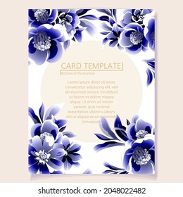 Invitation greeting card with floral background. Wedding invitation, thank you card, save the date cards.
