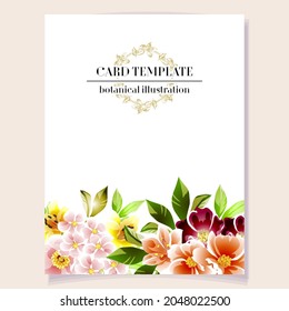 Invitation greeting card with floral background. Wedding invitation, thank you card, save the date cards.