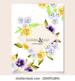 Invitation greeting card with floral background. Wedding invitation, thank you card, save the date cards.