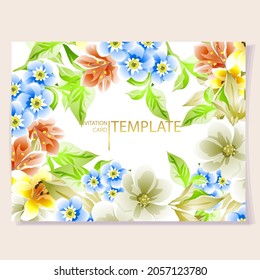Tarjeta de felicitación con fondo floral. Invitación a la boda, tarjeta de agradecimiento, guardar las tarjetas de fecha.