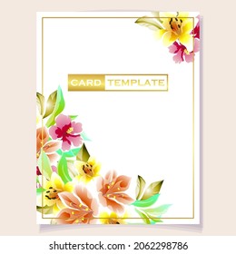 Invitation greeting card with floral background. Wedding invitation, thank you card, save the date cards.
