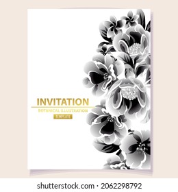 Invitation greeting card with floral background. Wedding invitation, thank you card, save the date cards.