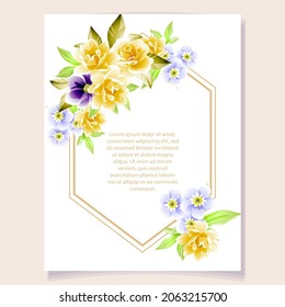 Invitation greeting card with floral background. Wedding invitation, thank you card, save the date cards.