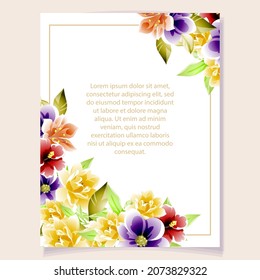 Invitation greeting card with floral background. Wedding invitation, thank you card, save the date cards.