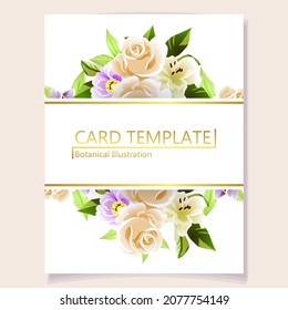 Invitation greeting card with floral background. Wedding invitation, thank you card, save the date cards.