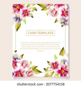 Invitation greeting card with floral background. Wedding invitation, thank you card, save the date cards.