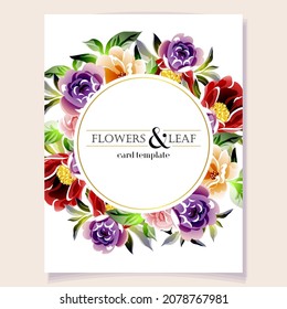 Invitation greeting card with floral background. Wedding invitation, thank you card, save the date cards.