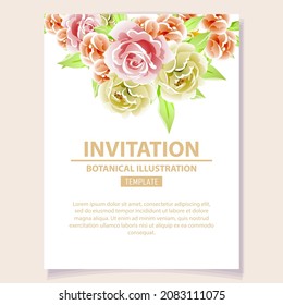 Invitation greeting card with floral background. Wedding invitation, thank you card, save the date cards.
