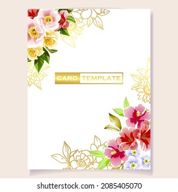 Invitation greeting card with floral background. Wedding invitation, thank you card, save the date cards.