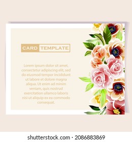 Invitation greeting card with floral background. Wedding invitation, thank you card, save the date cards.