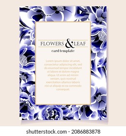 Invitation greeting card with floral background. Wedding invitation, thank you card, save the date cards.