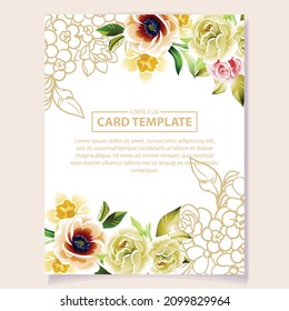 Invitation greeting card with floral background. Wedding invitation, thank you card, save the date cards.