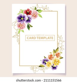 Invitation greeting card with floral background. Wedding invitation, thank you card, save the date cards.