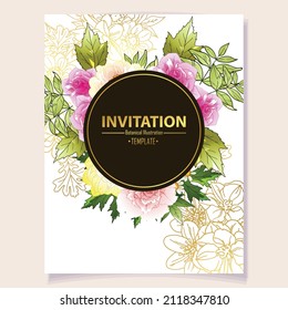 Invitation greeting card with floral background. Wedding invitation, thank you card, save the date cards.