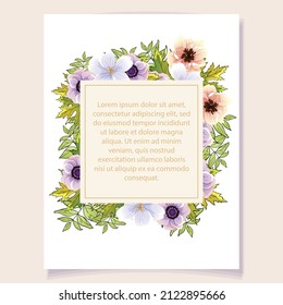 Invitation greeting card with floral background. Wedding invitation, thank you card, save the date cards.