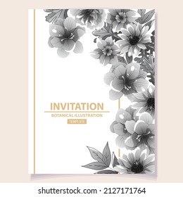 Invitation greeting card with floral background. Wedding invitation, thank you card, save the date cards.