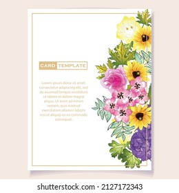 Invitation greeting card with floral background. Wedding invitation, thank you card, save the date cards.