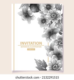 Invitation greeting card with floral background. Wedding invitation, thank you card, save the date cards.