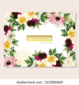 Invitation greeting card with floral background. Wedding invitation, thank you card, save the date cards.