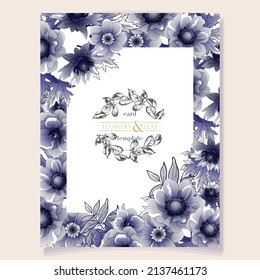 Invitation greeting card with floral background. Wedding invitation, thank you card, save the date cards.