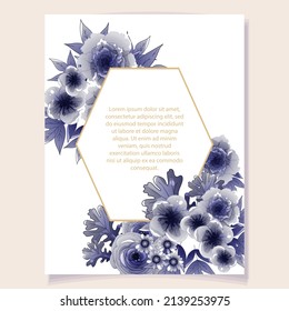 Invitation greeting card with floral background. Wedding invitation, thank you card, save the date cards.
