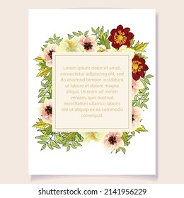 Invitation greeting card with floral background. Wedding invitation, thank you card, save the date cards.