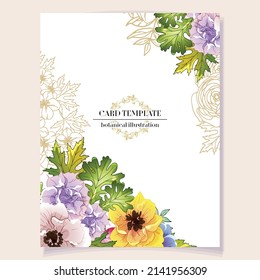 Invitation greeting card with floral background. Wedding invitation, thank you card, save the date cards.