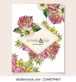 Invitation greeting card with floral background. Wedding invitation, thank you card, save the date cards.