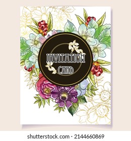 Invitation greeting card with floral background. Wedding invitation, thank you card, save the date cards.