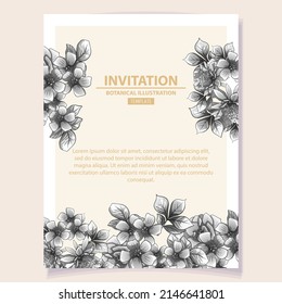 Invitation greeting card with floral background. Wedding invitation, thank you card, save the date cards.