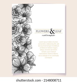 Invitation greeting card with floral background. Wedding invitation, thank you card, save the date cards.