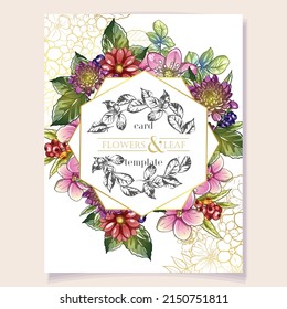 Invitation greeting card with floral background. Wedding invitation, thank you card, save the date cards.