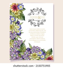 Invitation greeting card with floral background. Wedding invitation, thank you card, save the date cards.