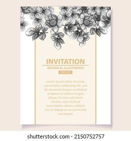 Invitation greeting card with floral background. Wedding invitation, thank you card, save the date cards.