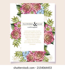 Invitation greeting card with floral background. Wedding invitation, thank you card, save the date cards.