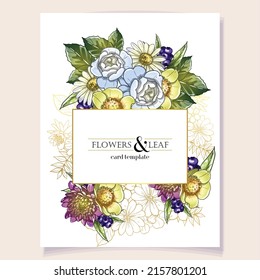 Invitation greeting card with floral background. Wedding invitation, thank you card, save the date cards.