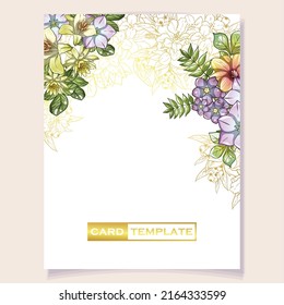 Invitation greeting card with floral background. Wedding invitation, thank you card, save the date cards.