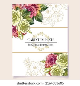 Invitation greeting card with floral background. Wedding invitation, thank you card, save the date cards.