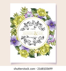Invitation greeting card with floral background. Wedding invitation, thank you card, save the date cards.