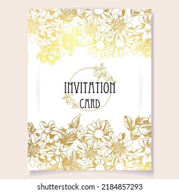 Invitation greeting card with floral background. Wedding invitation, thank you card, save the date cards.