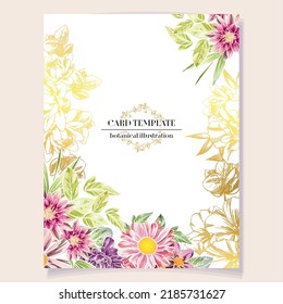 Invitation greeting card with floral background. Wedding invitation, thank you card, save the date cards.