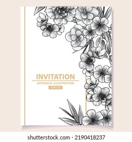 Invitation greeting card with floral background. Wedding invitation, thank you card, save the date cards.