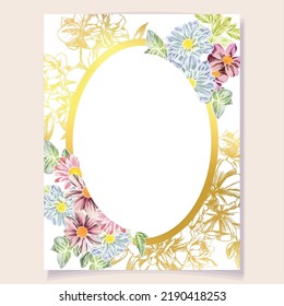 Invitation greeting card with floral background. Wedding invitation, thank you card, save the date cards.