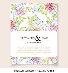 Invitation greeting card with floral background. Wedding invitation, thank you card, save the date cards.