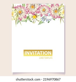 Invitation greeting card with floral background. Wedding invitation, thank you card, save the date cards.