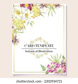 Invitation greeting card with floral background. Wedding invitation, thank you card, save the date cards.