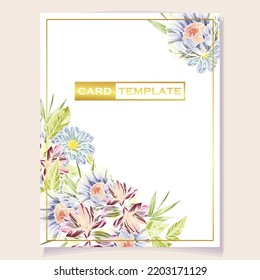 Invitation greeting card with floral background. Wedding invitation, thank you card, save the date cards.