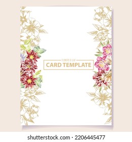 Invitation greeting card with floral background. Wedding invitation, thank you card, save the date cards.