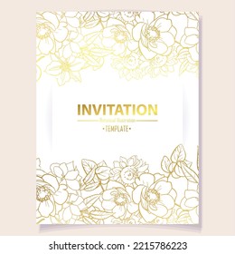 Invitation greeting card with floral background. Wedding invitation, thank you card, save the date cards.